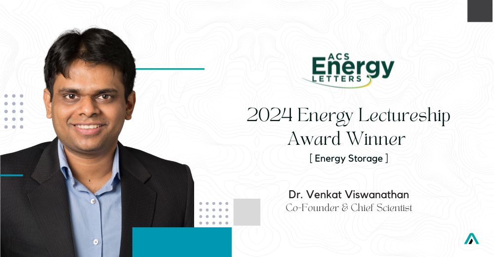 Dr. Venkat Viswanathan wins the 2024 Energy Lectureship Award for Energy Storage by ACS Energy Letters